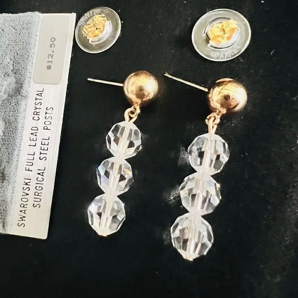 Vintage Swarovski SAL Savvy Dangle Drop Crystal Stud Earrings S.A.L.
